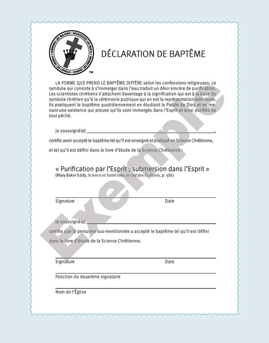 Statement of Baptism [French]